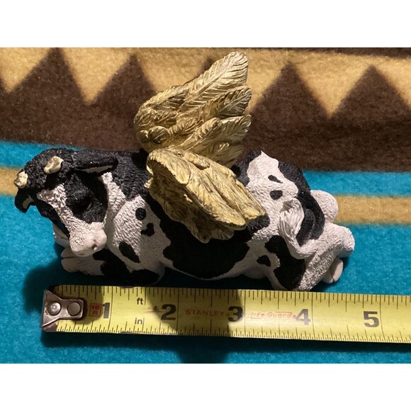 Stone Critters Holstein HOLY COW SC-889 Black & White With Gold Angel Wings - Picture 9 of 10
